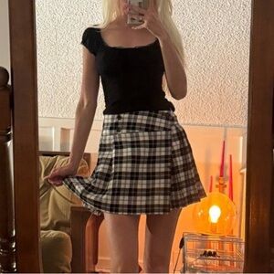 Plaid Black and White Women's Skirt
